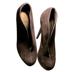 Jeffrey Tyler Natalie Brown Suede Platform High Heel Booties - Size 7